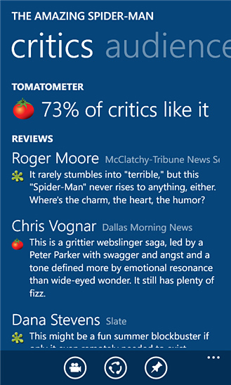 Flixster for Windows Phone in 2012 – Critics