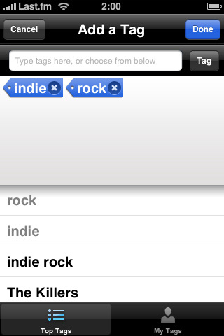 Last.fm for iPhone in 2010 – Add a Tag