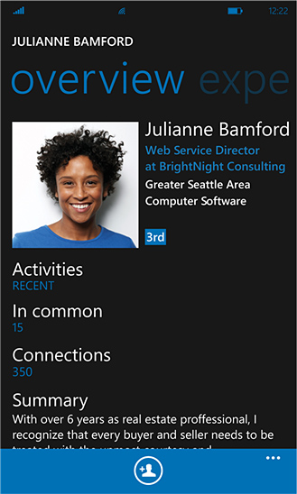 LinkedIn for Windows Phone in 2012 – Overview
