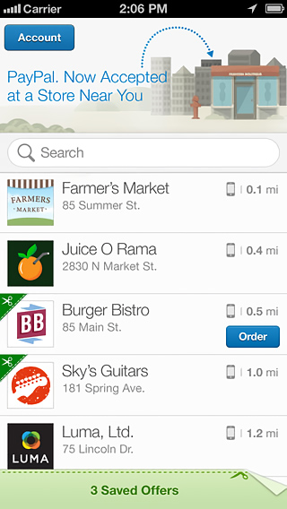 PayPal for iPhone in 2013 – Account