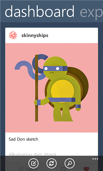 Tumblr for Windows Phone in 2013 – Dashboard