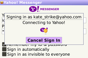 Yahoo! Messenger for BlackBerry in 2011 – Sign In