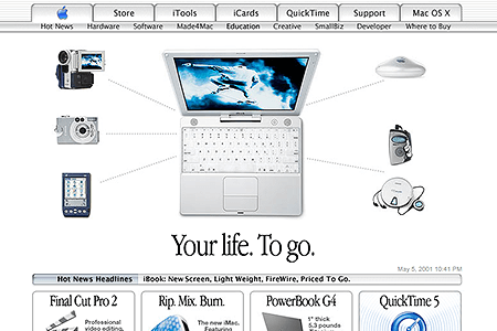 Apple homepage in May 2001