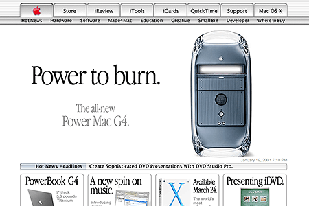 Apple website in 2001