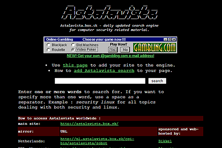 Astalavista.box.sk website in 1999