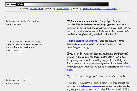 eBay website in 1996