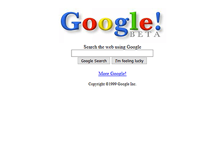 Google homepage in 1999