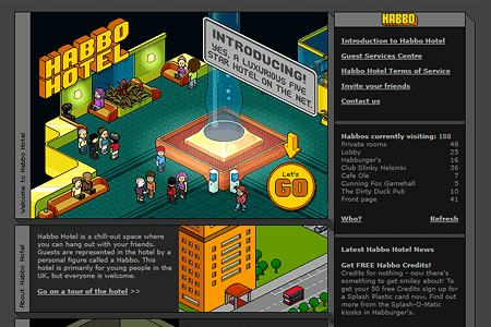 Habbo Hotel website in 2001