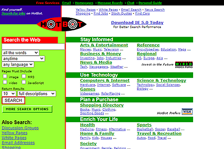 HotBot website in 1999