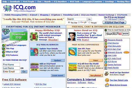 ICQ website in 2002