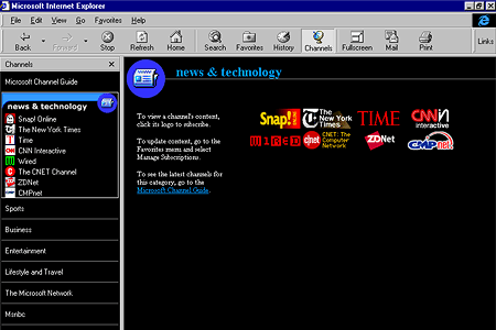 Internet Explorer 4.0 – Microsoft Channel Guide