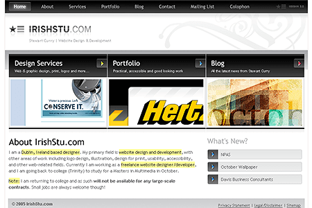 IrishStu website in 2005