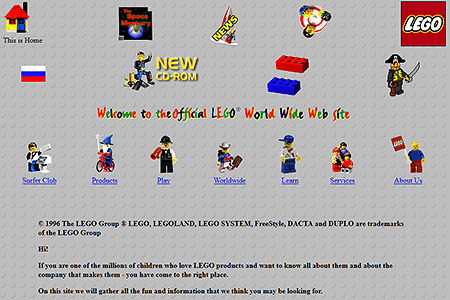 Lego website in 1996