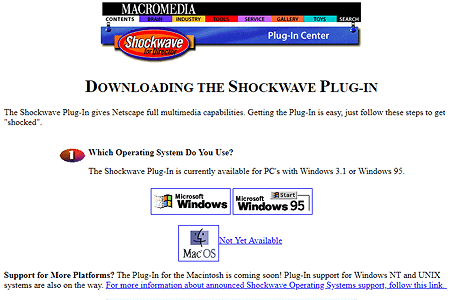 Macromedia website in 1995