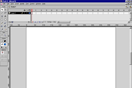 Macromedia Flash 5.0 – Empty Workspace