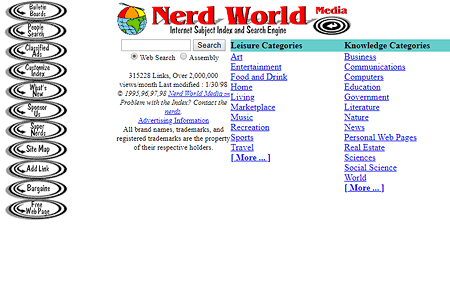 Nerd World website in 1998