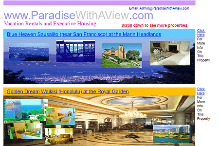 Paradise with a View website in 2006