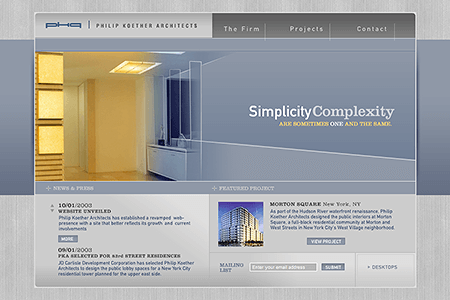 Philip Koether Architects flash website in 2003