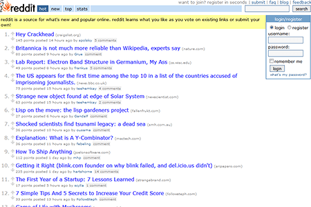 Reddit website in 2005