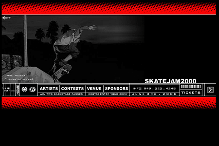 SkateJam2000 flash website in 2000