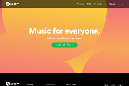 Spotify website in 2018