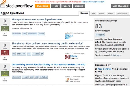 Stack Overflow public beta website in 2008