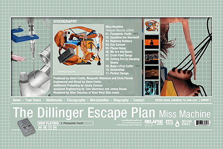 The Dillinger Escape Plan flash website in 2004