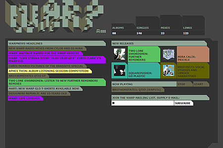 Warp Records website in 2001