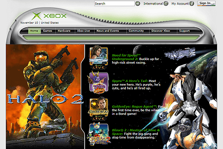 Xbox website in 2004